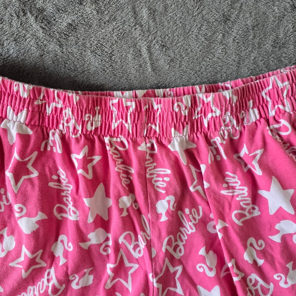 Hybrid Apparel Barbie Pink Sleep Shorts 2X Logo & Stars Print Pajama Lounge Pant - Picture 6 of 14